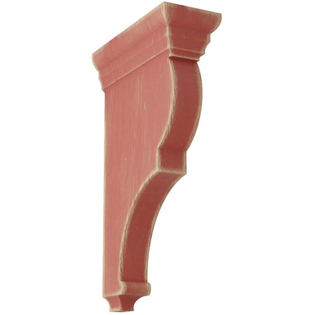 Ekena Millwork 3 1/2"W x 7 1/2"D x 14"H Extra Large Rojas Wood Vintage Decor Corbel, Salvage Red CORWD03X07X14RJRD